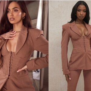 House of CB 'Makani' Mocha‎ Hourglass Corset Blazer Size XS